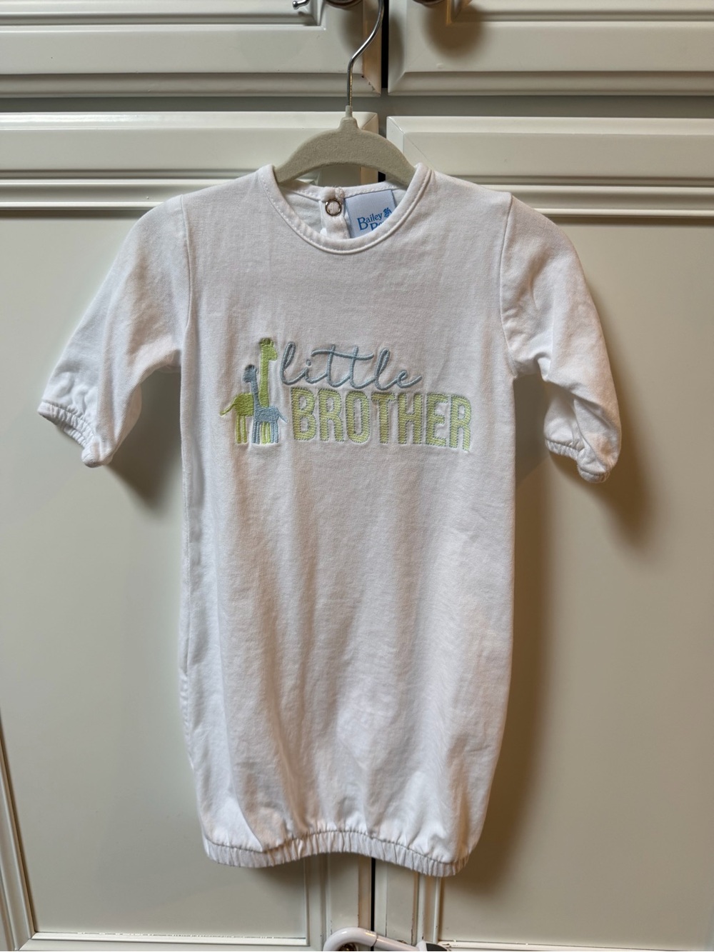 Bailey Boys White Little Brother Baby Gown — NWOT